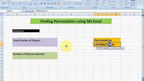 Finding Permutation using MS Excel