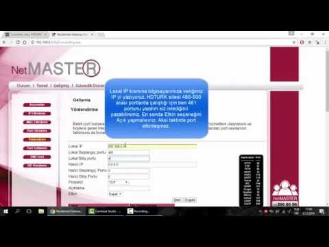 NETMASTER Kablonet Uydunet Modemlerde Port Açma