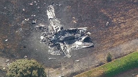 Des images aériennes du crash d'avion à l'aéroport de Southend près de Londres