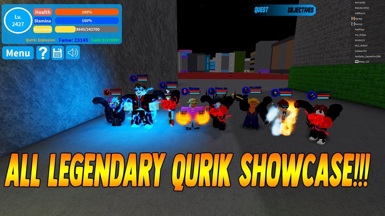 All Legendary Quirk Showcase Boku No Roblox Remastered Roblox - boku no roblox remastered max level roblox youtube