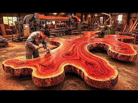 No One Expected But Young Carpenter Made This Bizarre Twisted Redwood to Become a 5k$ Flying Table!