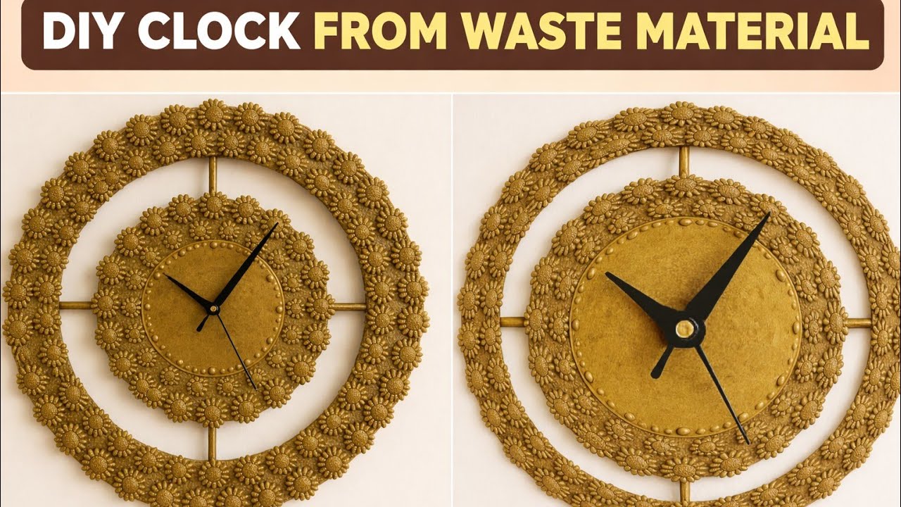 DIY Round Clock Using Cardboard & Waste Materials | Best Out of Waste ...