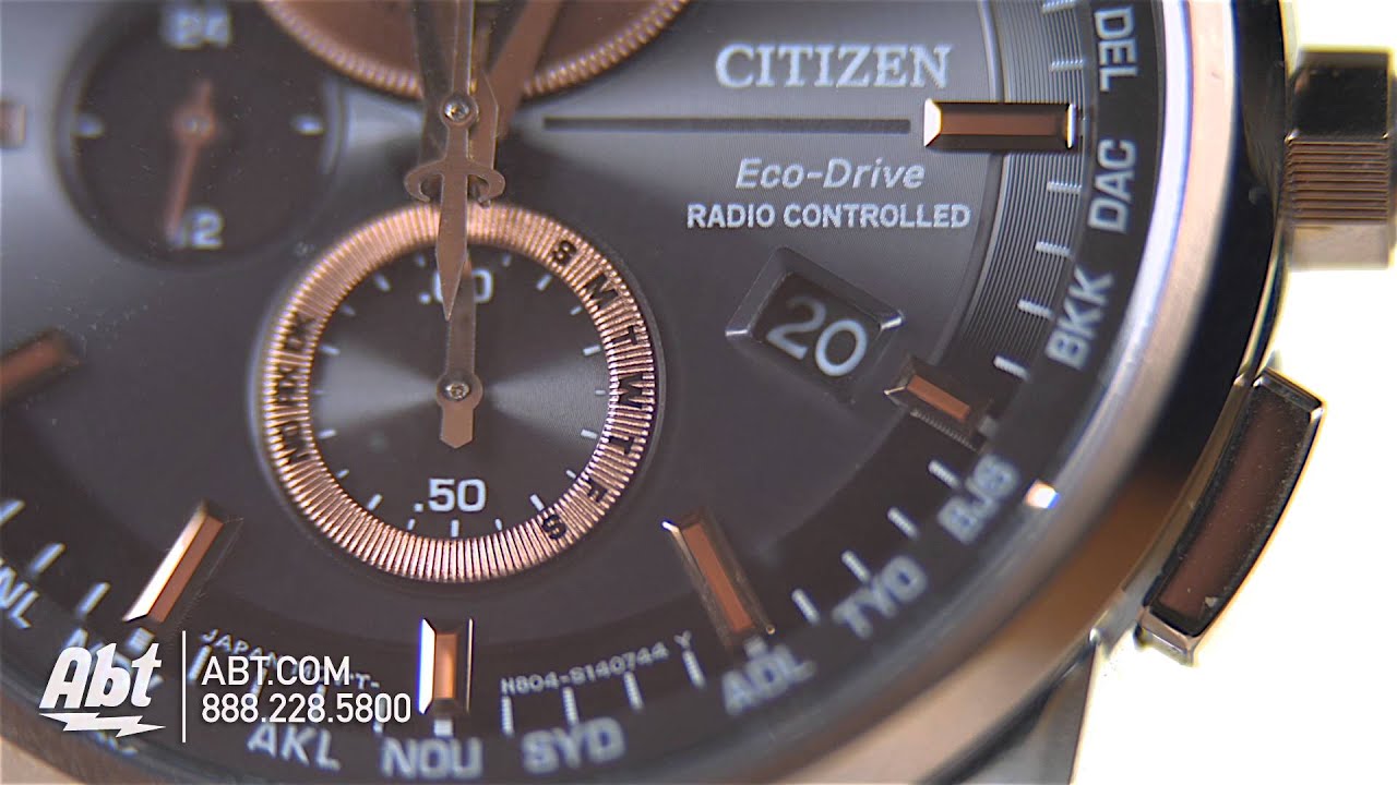 Citizen Eco-Drive Black Dial World Chronograph A-T Mens Watch AT8116-57E -  Overview