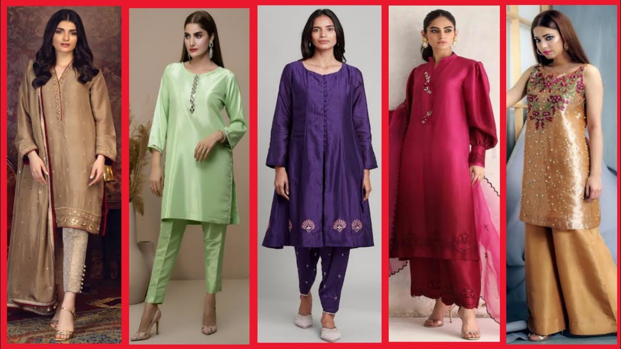 Plain Silk Kurti Design Ideas For Girls 2022 Fancy Silk Suit Designs