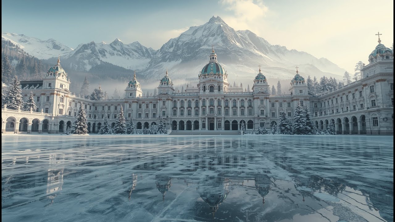 Winter Reflections in 4K: Inside a Golden Palace Pool of Serenity & Luxury Ambience