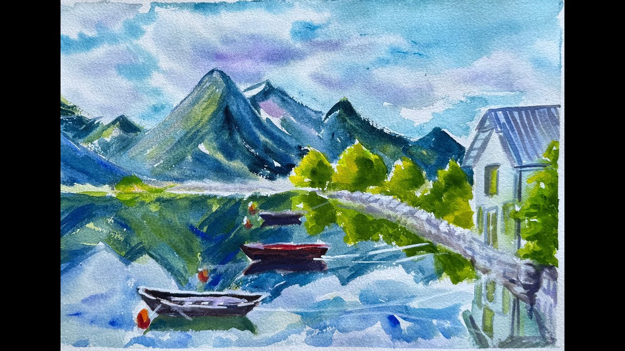 N944 水彩风景Watercolor Landscape 수채화풍경- YouTube