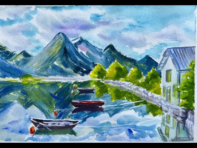 N944 水彩风景Watercolor Landscape 수채화풍경- YouTube