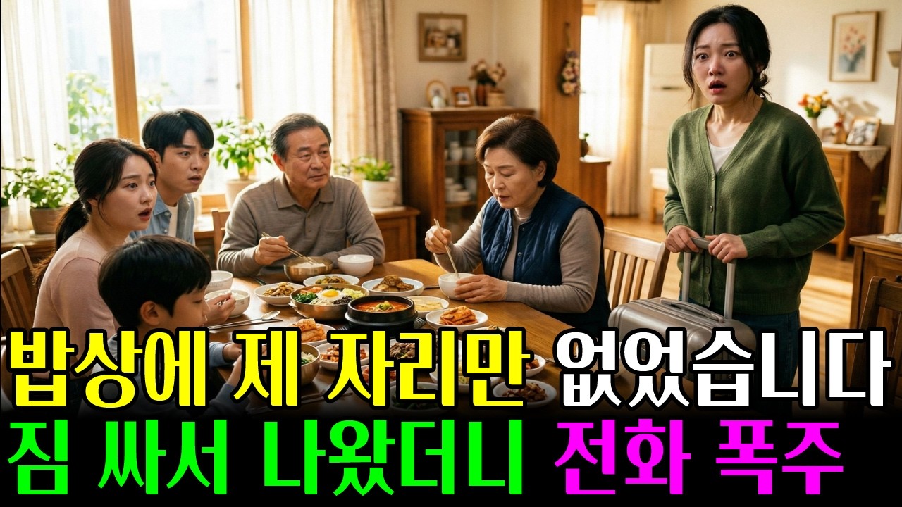 온 가족 모인 밥상에서 제 자리만 치워버린 시어머니… 말없이 짐 싸서 나왔더니 다음 날 시가에서 전화가 수백 통 쏟아졌습니다ㅣ노후사연ㅣ오디오북ㅣ사이다사연ㅣ사연라디오