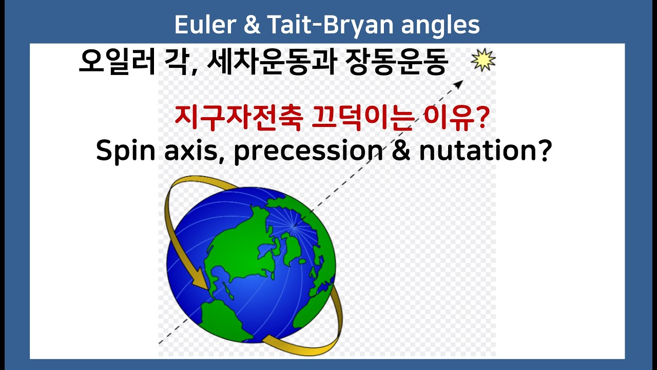 53B 만유인력, 세차운동, 장동운동,오일러 각,회전행렬,브라이언 Euler angle, rotation,spin ...