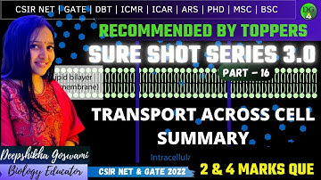 SURE SHOT SERIES 3.0 |SURE SHOT MARKS IN 10 MINS | PART - 16| TRANSPORT ACROSS THE CELL| CSIRNET2022