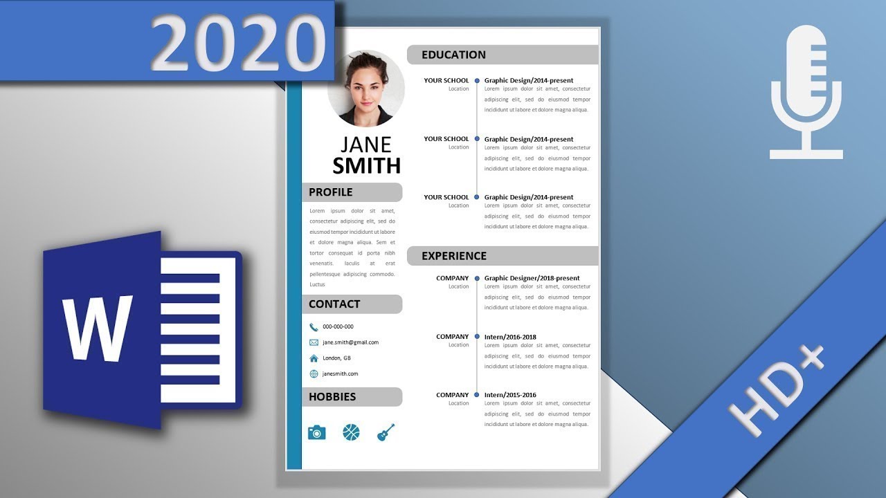 Resume template in Word 📄 / professional CV (🎙VOICE OVER, HD 2020) - with downloadlink⬇