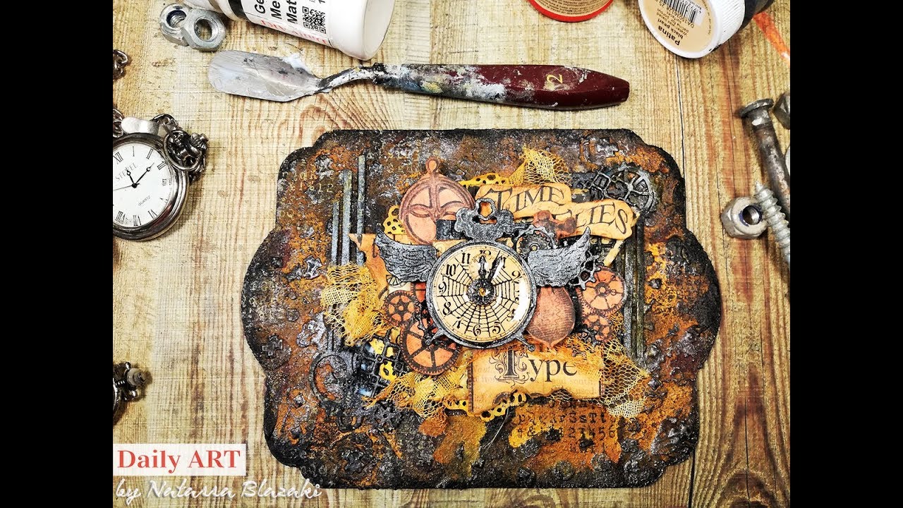 Mixed Media Tutorial - Rusty Plate for Daily ART - YouTube