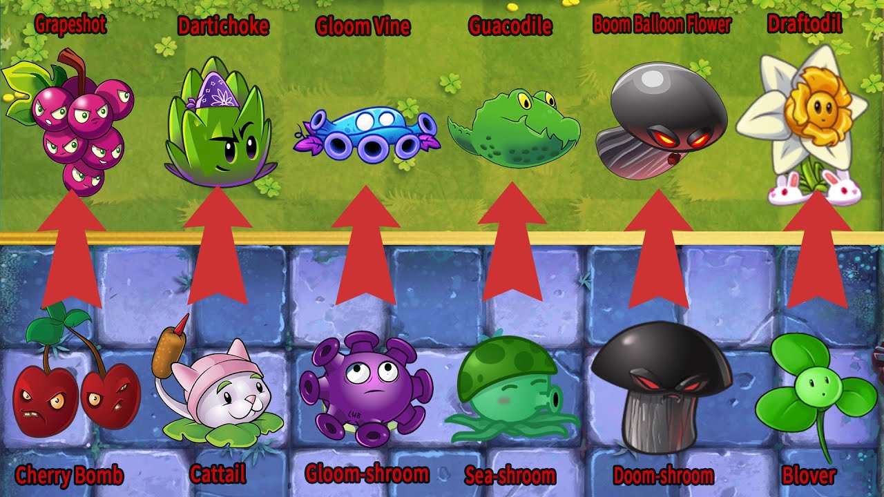 PvZ 2 Challenge All Plants PvZ 1(WEAK) Vs PvZ 2(STRONG) Contrast (Part 1) YouTube