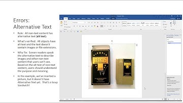 Word for Windows 2016 Accessibility Checker:  Alternate Text Errors