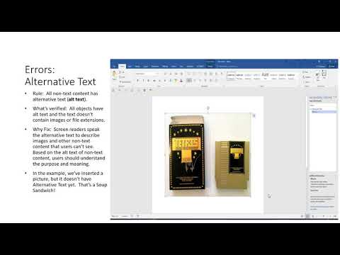 Word for Windows 2016 Accessibility Checker:  Alternate Text Errors