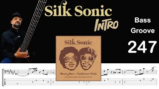 SILK SONIC INTRO (Silk Sonic) Bass Cover, How to Play, Groove w/ Sheet & Tab