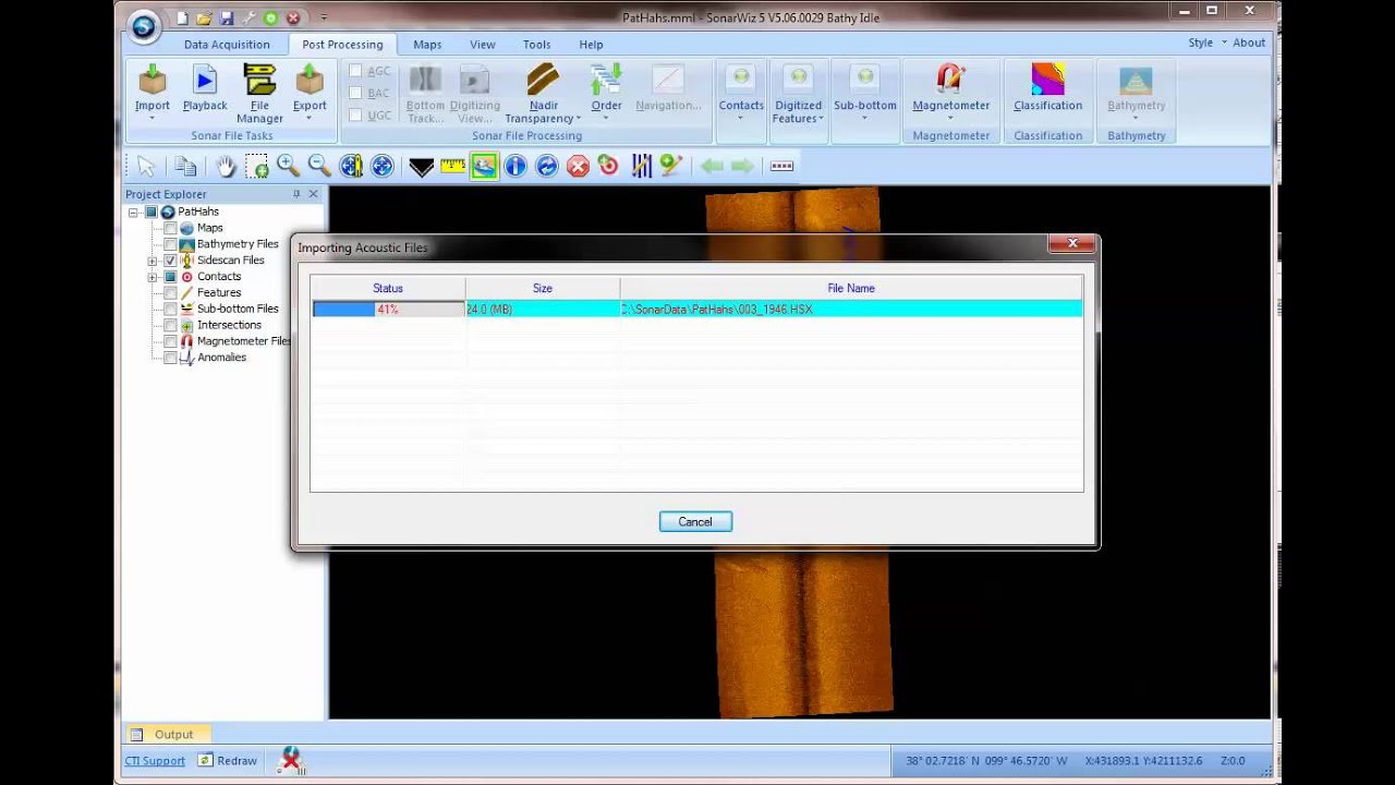 SonarWiz Overriding the sound velocity stored in Hypack HSX sidescan