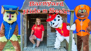 Assistant Plays Barnyard Hide n Seek with Paw Patrol and barn animals