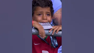 Cristiano Ronaldo and son Cristiano Ronaldo Jr. - his eyes  clearly shows the pain he felt for dad.