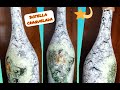 CRAQUELADO en Botella de Vidrio con Pegamento y DECOUPAGE / CRAQUELADO in Glass Bottle with Glue