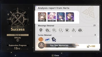 Simulated Universe World 3: Difficulty 1 (Remembrance Blessings) - Honkai Star Rail