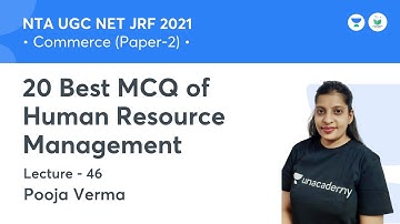 20 Best MCQ of Human Resource Management | Commerce | NTA UGC NET JRF 2021 | by Pooja Verma