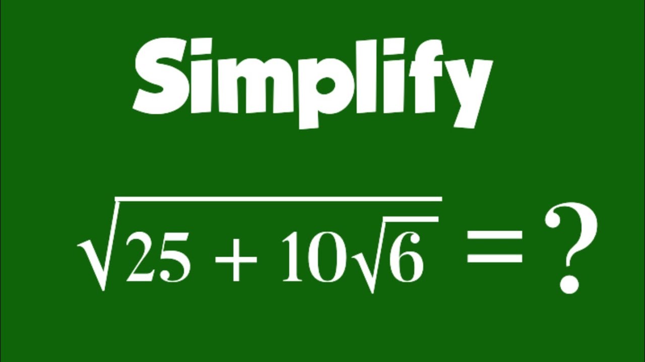 A Nice Square Root Math Simplification/How to Solve Maths ...