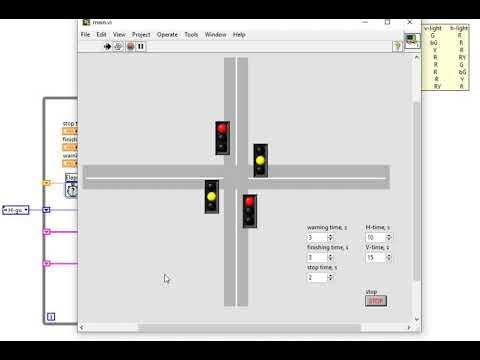 Simple state machine for traffic light. LabVIEW - YouTube