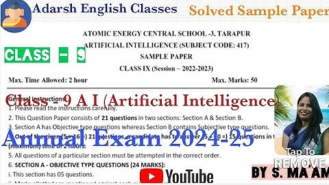 Class -9 A I (Artificial Intelligence) Annual Exam Sample Paper/Session 2024- 25/Se.Ending Exam KVS