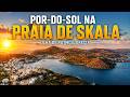 Pôr do Sol na Praia de Skala, Patmos | Grécia vista por drone