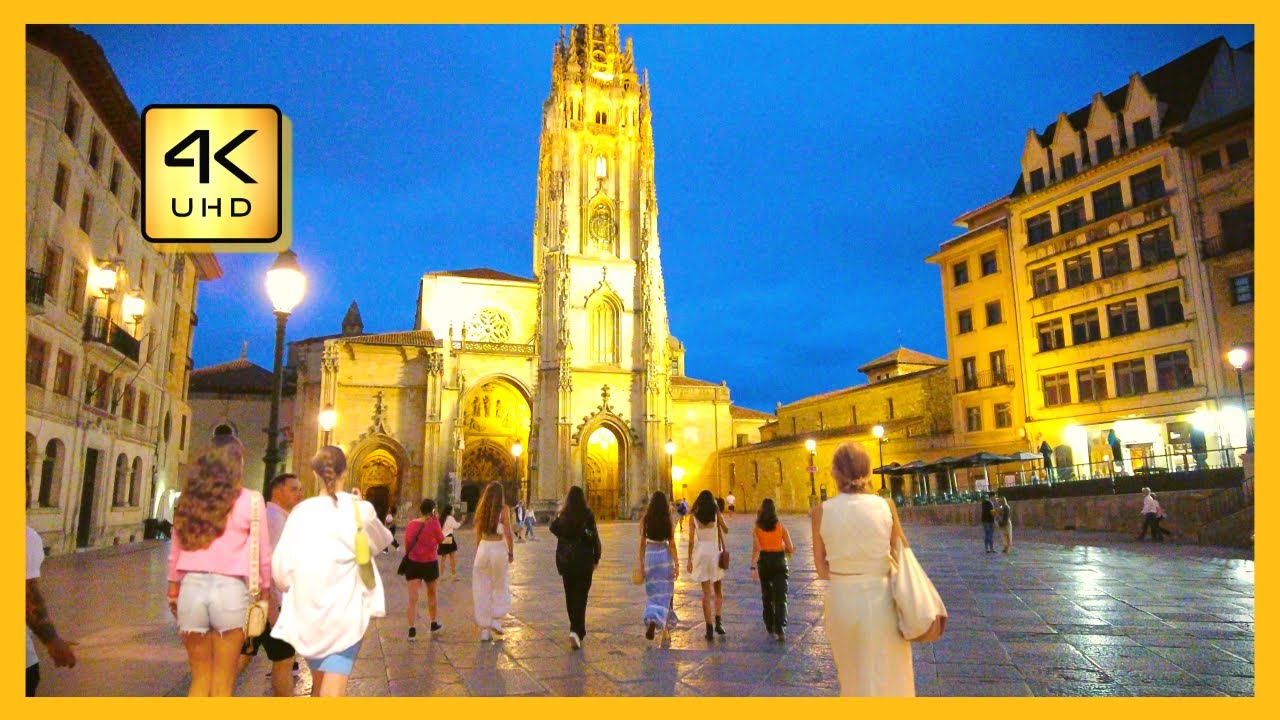 ОВЬЕДО Ночная прогулка 2023 | Старый город ОВЬЕДО и центр города | Прогулка по Овьедо 4K UHD 60F