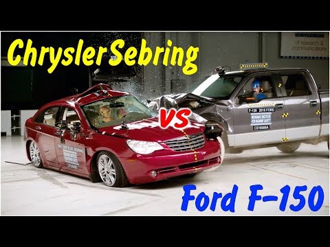 Высокоскоростной боковой краш тест Chrysler Sebring и Ford F 150