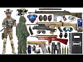 Special Forces military toy gun set unboxing, SCAR assault rifle, rocket launcher,MP7 submachine gun