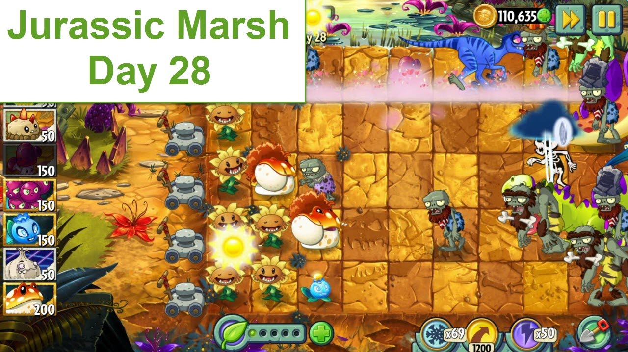 Plants Vs Zombies 2 Jurassic Marsh Day 28 Youtube