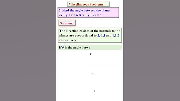 A.G of 3D | Miscellaneous Problems in Plane | angle between two planes