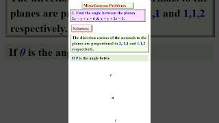 A.G of 3D | Miscellaneous Problems in Plane | angle between two planes