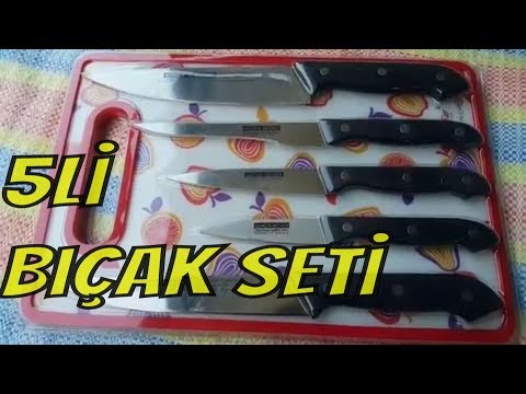 El Yapımı Büyük Boy ÇELİK Mutfak Bıçağı Set 5'li DOĞRAMA, Kesme, Soyma KESME TAHTASI HEDİYELİ