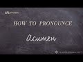 How to Pronounce Acumen (Real Life Examples!)