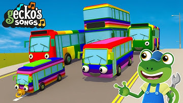 Rainbow Buses Everywhere! | Nursery Rhyme & Kids Songs | Gecko