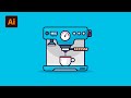 Adobe Illustrator CC Tutorial - Drawing a Flat Design Coffee Machine