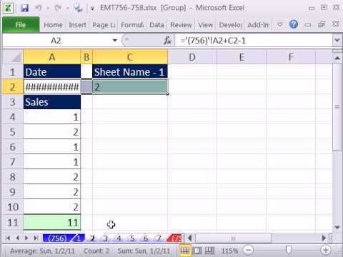 Excel Magic Trick 756 Create Sequential Dates Across Sheets Extract Sheet Name To Cell Youtube