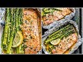 Foil Salmon and Asparagus in Garlic Butter Sauce - Easy Salmon Recipe