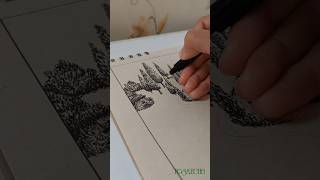 Landscape Line Art Drawing | Satisfying Rapid Pen Time Lapse #lineart