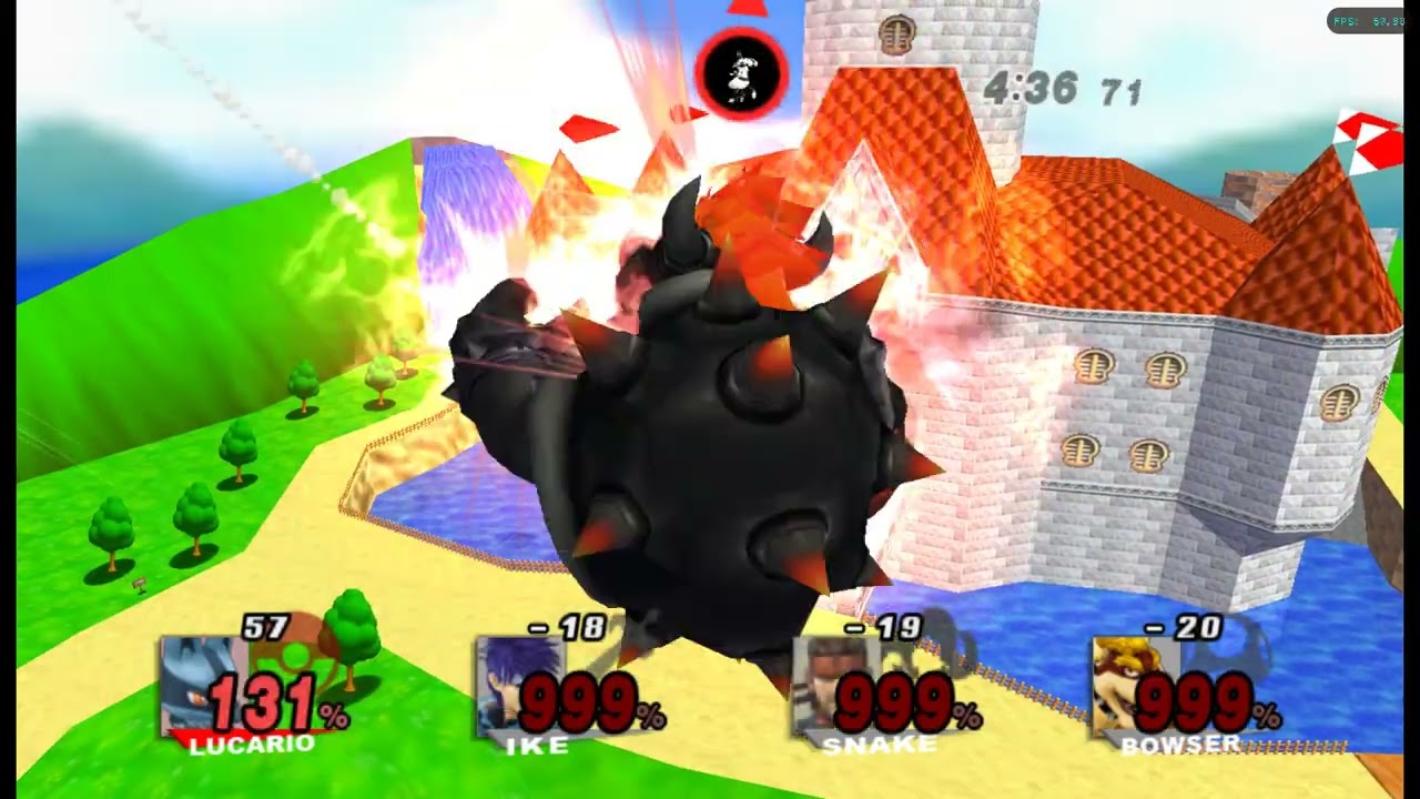 SSBB Hacks: Giant Growing Lucario vs. Ike, Snake & Bowser