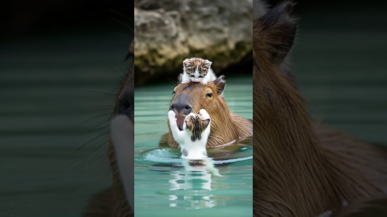 Hero Capybara Rescues Kittens from the Water Brave Moment Saves Lives 