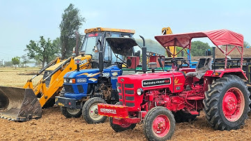 JCB 3dx Eco Backhoe Machine Mahindra Massey New Eicher Loaded Trolley Tractor Stuck in Mud | Tractor