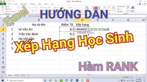 Xếp vị thứ dựa vào điểm trung bình excel năm 2024