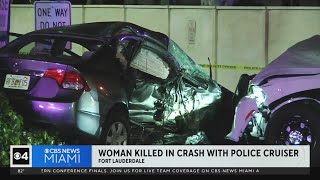 Woman killed in crash with police car in Fort Lauderdale