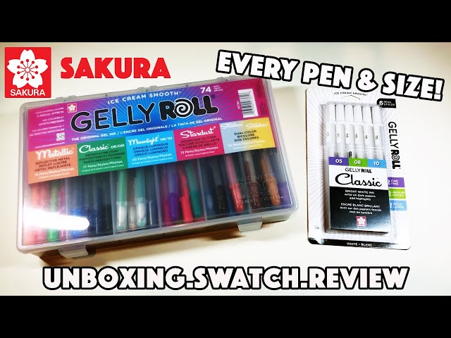 Swatching the 74 Set of Sakura Gelly Roll Gel Pens 