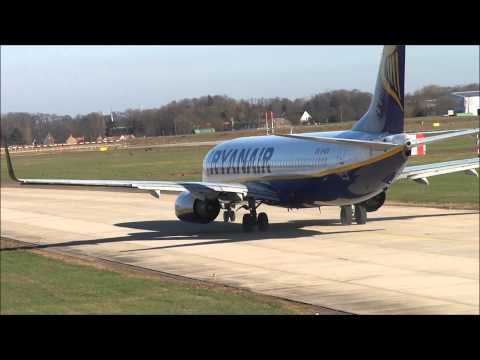 Departure Ryan Air B.737-800 from Maastricht-Aache...